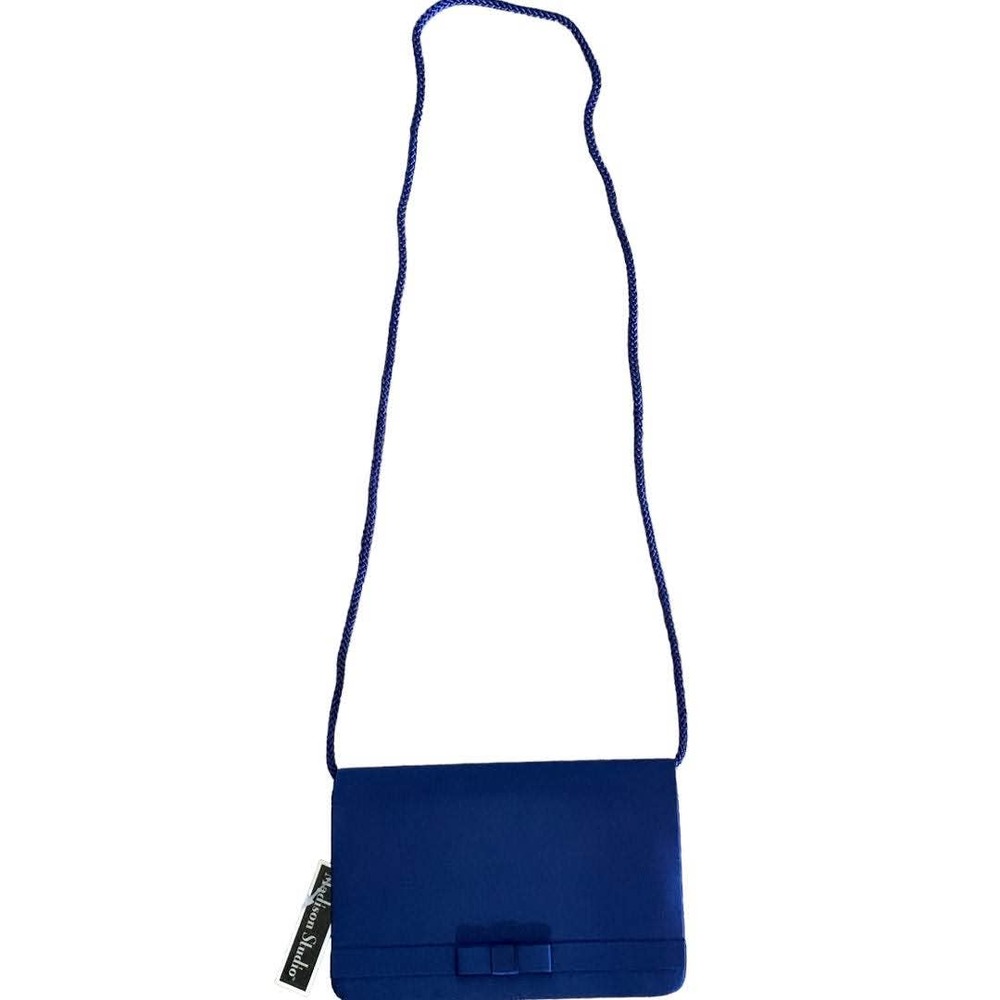 New Small Royal Blue Satin Shoulder Bag